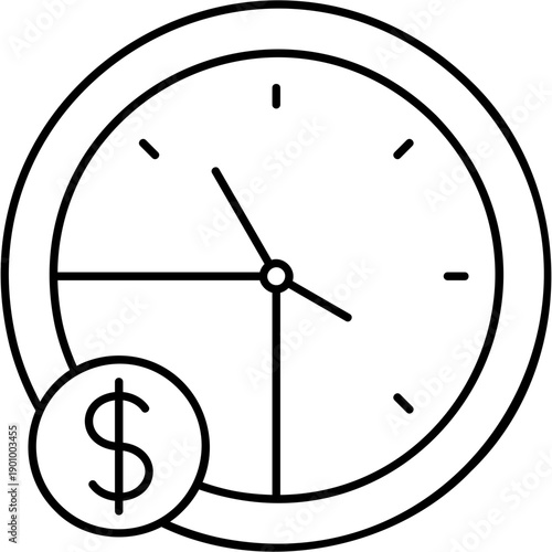 Line Art Hourly Rate Icon