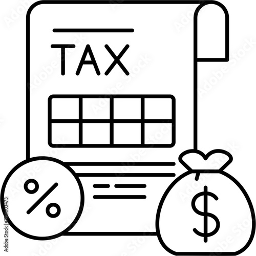 Line Art Taxable Income Icon