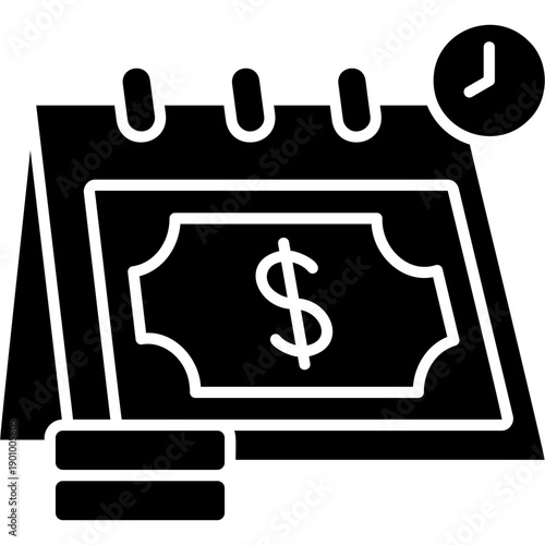 Glyph Solid Annual Income Icon