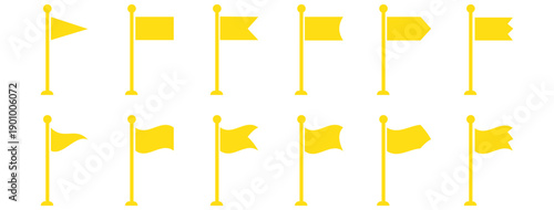 Flag icon. Set of black flag icons. Vector illustration. collection