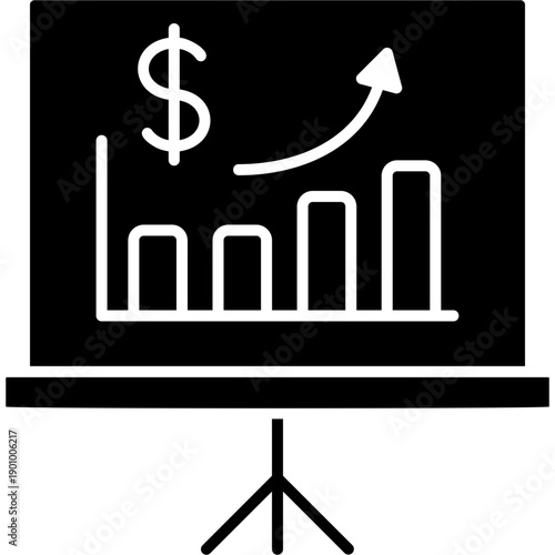Glyph Solid Earning Chart Icon