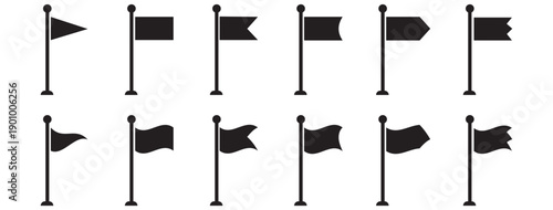 Flag icon set. Waving flag glyph icon. Flag icon collection.
