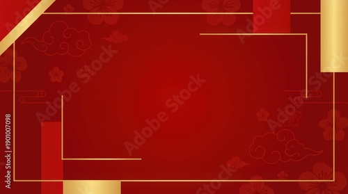 Celebrating cultural festivities vibrant red and gold background digital design modern aesthetic festive environment top-down view elevating celebration concepts for seo impact