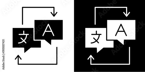 Translation  Icon Set White Glyph Style Collection
