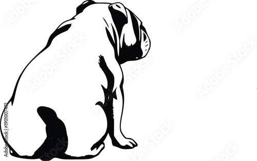 Bulldog Back View Silhouette Vector – Broad Dog Shape Minimal Art