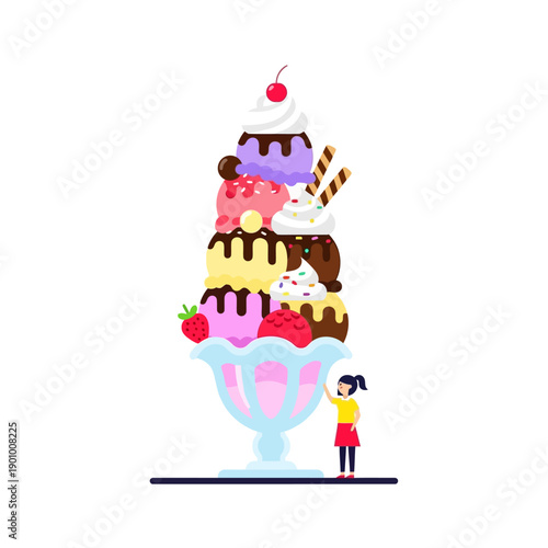 Giant Ice Cream Sundae with Tiny Person