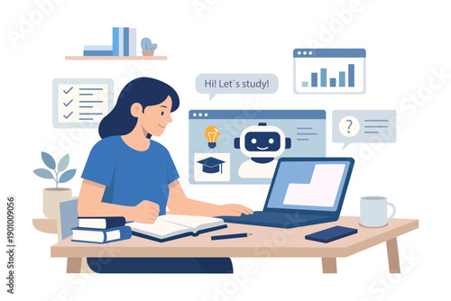 The Girl is Learning with the Help of Artificial Intelligence Scene