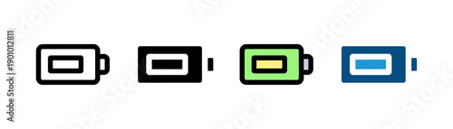 Battery Status Icon Set Flat Minimal Power Vector Illustration