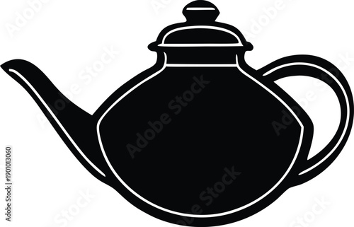 Traditional Arabic Teapot Silhouette, Islamic Kitchen Vector