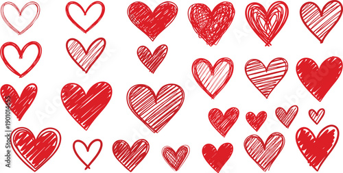 Hand Drawn Heart Icons Set Featuring Love, Romance, Valentine Design, Sketch Style, Emotional Symbols, Doodle Illustration, And Editable Vector Elements