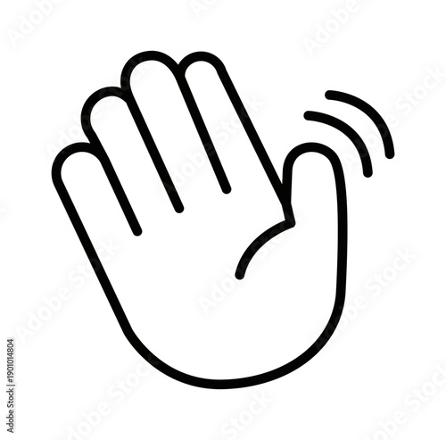 Simple Line Drawing of a Waving Hand, Symbolizing Greeting and Friendliness