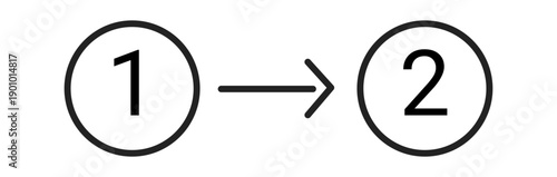 Simple Illustration Showing Progression from 1 to 2, Symbolizing Transformation or Steps in a Process