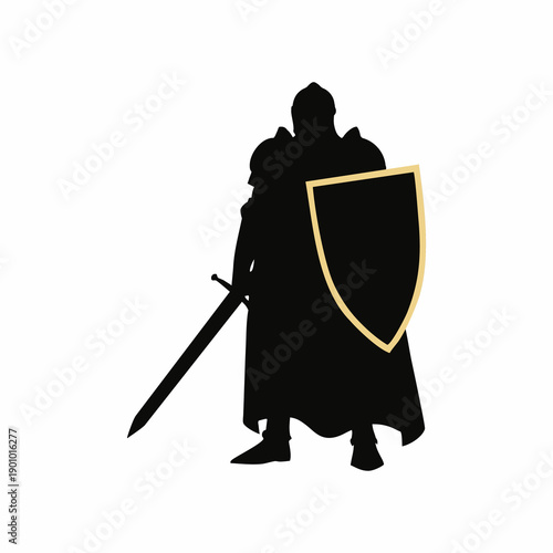 black knight vector illustration with shield