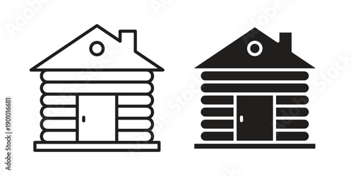 Cabin icon vector pack. Thin linear and black flat style.