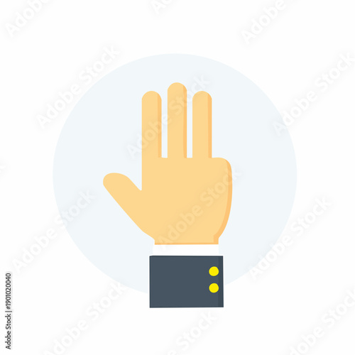 Hand Gesturing Three Fingers Upward Signifying Number Three or Third Place Designation