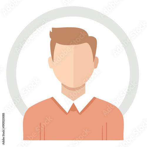 Anonymized faceless man in graphic user interface design with a simple vector art style in digital avatar