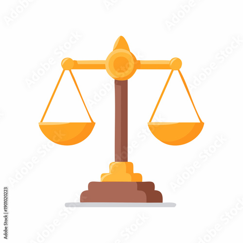 Golden Scales of Justice Symbolizes Law, Fairness, Balance, and Impartiality Depicted in Minimalist Style