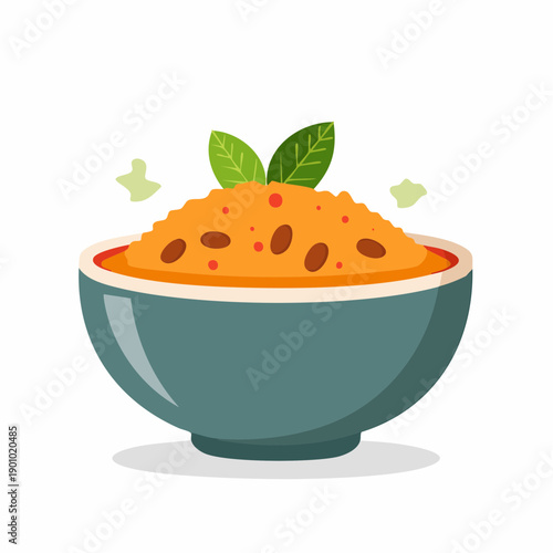 Delicious hummus bowl topped with mint leaves representing healthy diet and gourmet vegetarian or vegan cuisine