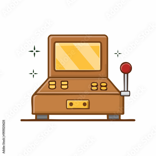 Slot Machine Cartoon Graphic: Casino Fun, Gambling Chance, Entertainment Design.