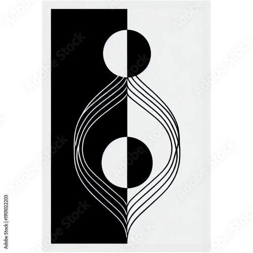 Harmonic Balance in Abstract Form: A striking minimalist composition plays with contrasting elements. A visual dialogue of light and shadow, form and void. Capturing the essence of unity and balance.