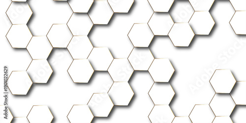 Abstract hexagon white background with shadow .white background Futuristic blue neon honeycombs. Modern technology design. Vector illustration.	