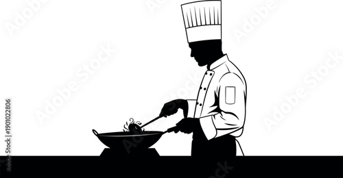 Professional restaurant staff and chef team standing together in uniform illustration