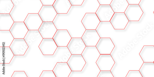 abstract geometric red texture background red hexagon 3D background texture. 3d rendering illustration. Clear pattern abstract background hexagon .Futuristic abstract banner.	