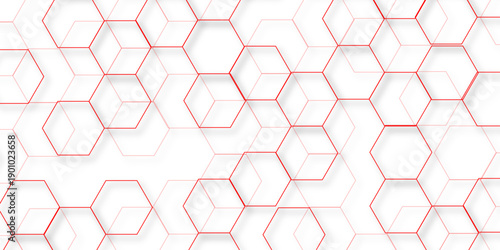 abstract geometric red texture background red hexagon 3D background texture. 3d rendering illustration. Clear pattern abstract background hexagon .Futuristic abstract banner.	