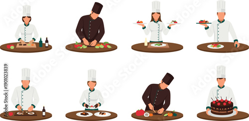 Silhouette of a professional chef cooking food in a wok pan illustration
