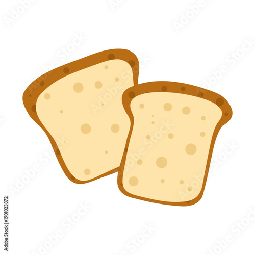 White bread toast simple icon. Fresh cartoon wheat bread isolated on white background. Hand drawn bakery element, art for stickers, print, web, cafe