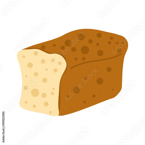 Bread simple icon. Fresh cartoon wheat bread isolated on white background. Hand drawn bakery element, art for stickers, print, web, cafe