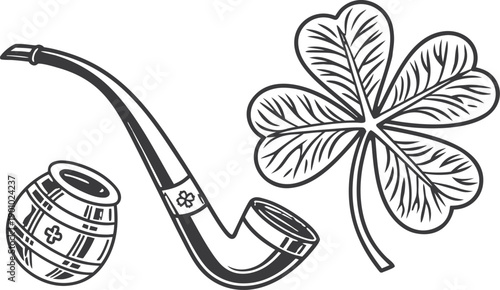 St Patrick's Day. St Patrick’s Day Pipe Friends Wearing Green Outfits and Shamrock Accessories. Whimsical Watercolor Cute Goose with Green Eyes Wearing a St. Patrick's Day Top Hat with Shamrocks.