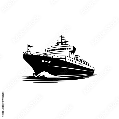 Cruise Ship Silhouette Doodle Vector Image