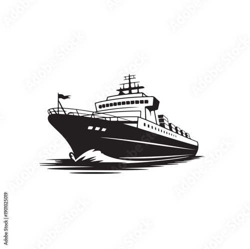 Cruise Ship Silhouette Doodle Vector Image
