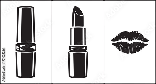 Elegant lipstick and lip liner set with a close-up of lips Vector