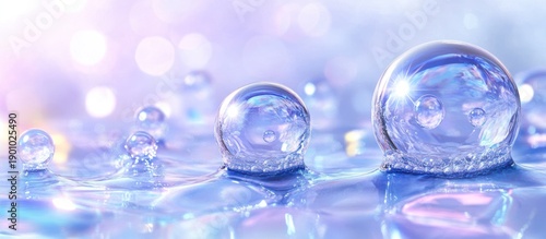 Wallpaper Mural Sparkling water droplets on surface, bokeh background, purity concept Torontodigital.ca