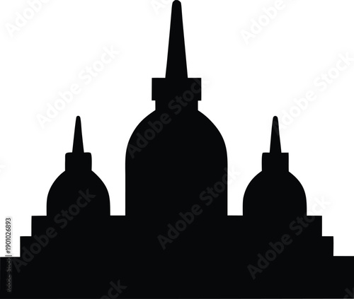 stupa buddhist mound silhouette vector illustration on transparent background