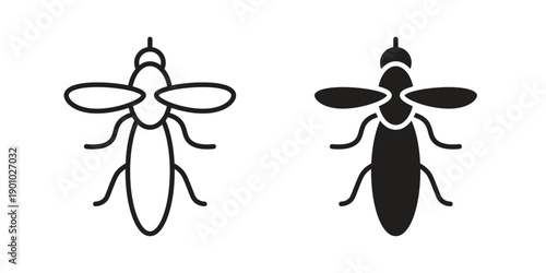 Mosquito icon vector pack. Thin linear and black flat style.