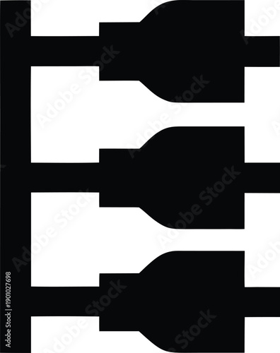 separatory funnel stopcock silhouette vector illustration on transparent background