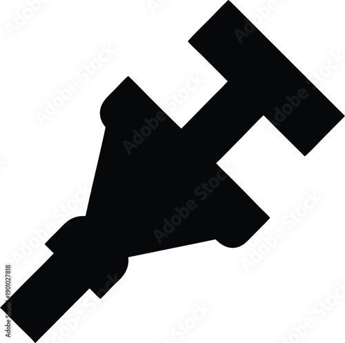 separatory funnel stopcock silhouette vector illustration on transparent background