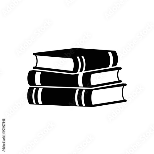 Stack of three closed books, black and white