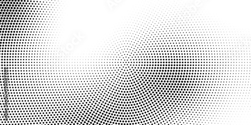 Square halftone radial dotted background. Dots comic gradient texture. Black halftone rough grit overlay. Concentric dirt gradation wallpaper. Grunge gritty circular pop art cartoon backdrop. Vector