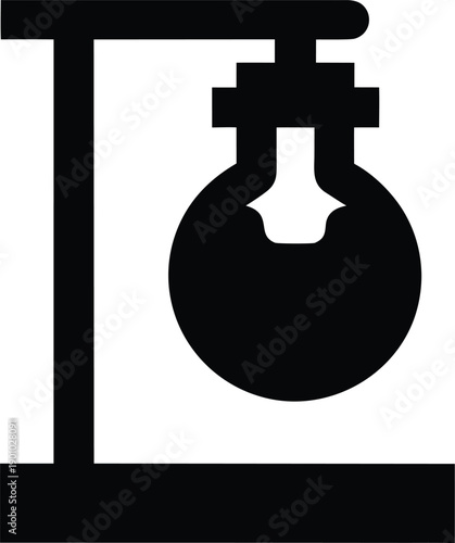 retort flask long neck silhouette vector illustration on transparent background