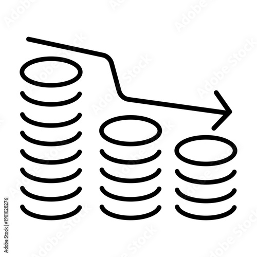 Financial losses vector icon. Revenue decline Illustration sign. Market decline symbol. Economic decline logo.