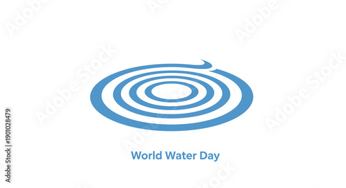 Minimalist illustration of concentric blue water ripples expanding outwards in a circular pattern symbolizing impact serenity and the spread of awareness, Generative AI.