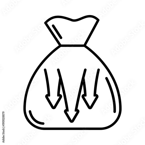 Financial losses vector icon. Revenue decline Illustration sign. Market decline symbol. Economic decline logo.