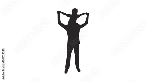 Silhouette of Father Carrying Child on His Shoulders
