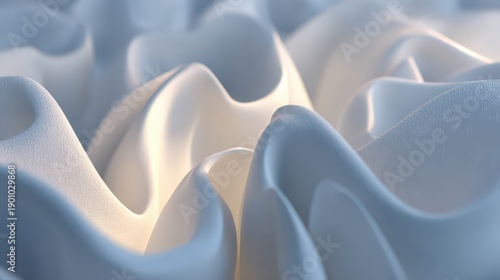 Abstract White Waves Surface with Smooth Texture and Subtle Shadows Digital Art Concept Art Background