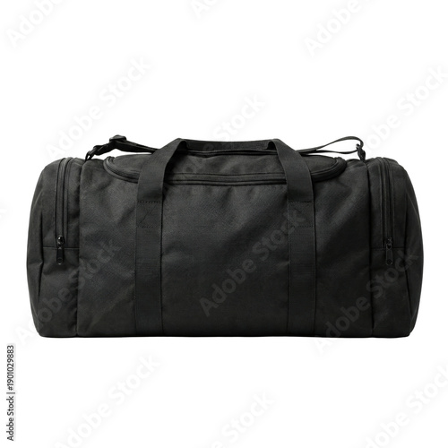 Fotografía Black sports duffel bag isolated on transparent background
