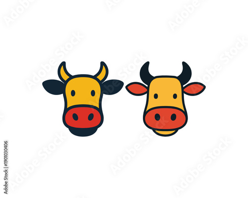 Cow head cute mascot icons vector logo